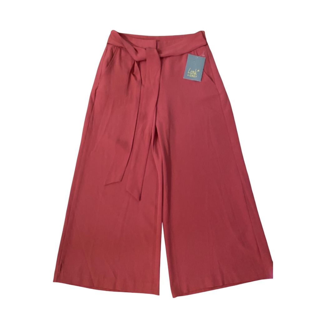Lark +‎ Grey pants rose  Pink Wide Leg Tie Waist Culotte Pants Size 6  NWT